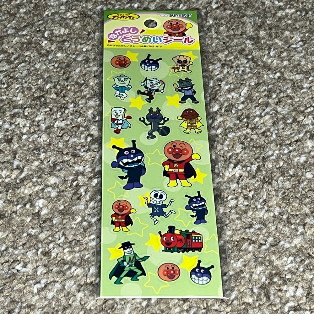 Multi Character Anpanman Transparent Sticker Sheet Japan Exclusive Anime Kawaii